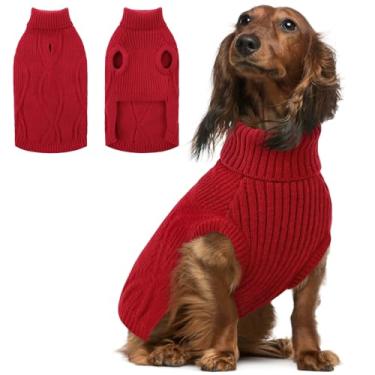 Imagem de Queenmore Suéter para cães, suéteres para cães grandes, suéter de Natal, roupas quentes para animais de estimação para raças grandes, roupas de tricô de inverno com gola rolê para beagle, dachshund