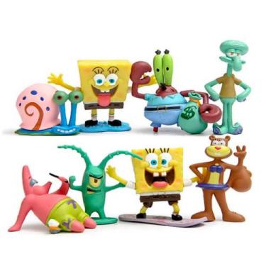 Imagem de Conjunto de bonecos SpongeBob 8 figuras de 4-7 cm de plástico - Lightb