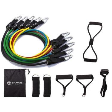 Imagem de Kit Tubing Premium 12 Peças Elástico Extensor Bravus Sport