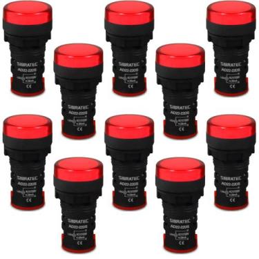 Imagem de 10 Sinaleiro Monobloco LED AD22-W Cor Vermelho 127/220V 22mm - Sibrate