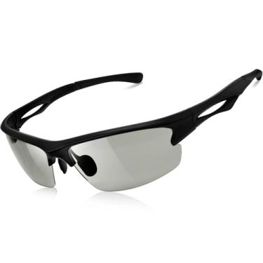 Imagem de KANASATAL Óculos de Sol Ciclismo Esportivos Preto Claro Polarizado Masculino Feminino Escuro UV400 Oculos Bicicleta Retangular Corrida Black Cycling Sunglasses para Golfe Pesca -Preto