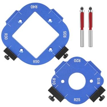 Imagem de LZVXTYM Modelo de raio de canto de roteador, gabarito guia R10/R15/R20/R25/R30/R35/R40/R50, modelos de fresa de liga de alumínio, cortador de filete e arco para projetos de roteamento de bordas de