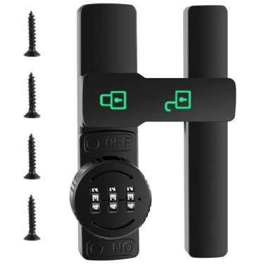 Imagem de ZJMCAJY Fechadura de porta de celeiro luminosa com senha mecânica, trava deslizante de segurança de 3 dígitos com senha multiuso, ferragens, liga de zinco, fechadura de porta sem chave para quarto