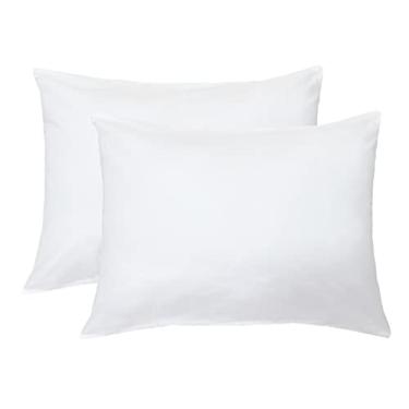 Imagem de Conjunto de 2 fronhas infantis de algodão egípcio 800 fios para meninos e meninas com fecho de zíper, 35,5 x 50,8 cm (branca)