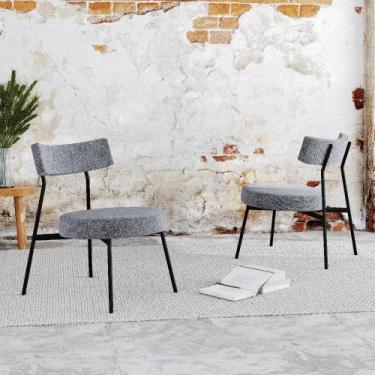 Imagem de Conjunto 2 Poltronas Estofadas Stout Tecido Sintético Est.Preta - Meta