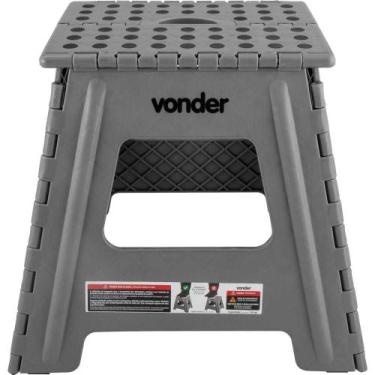 Imagem de Banquinho Banqueta de Plástico Dobrável Multiuso 360mm Vonder Cor Cinz