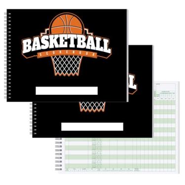 Imagem de suituts Pacote com 3 placares de basquete, cada livro de pontuação de 40 jogos lado a lado livro de rastreamento de estatísticas de basquete para uso no ensino médio, ensino médio ou liga