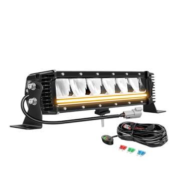 Imagem de Willpower Barra de luz LED para carro de 33 polegadas 40 W 4000 lm, âmbar DRL, com chicote de fios de 12 V, ponto de fileira única, luzes de neblina para caminhão, quadriciclo, captador de barco, 4 x