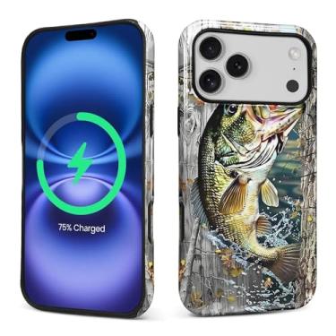 Imagem de CARLOCA Compatível com capas para iPhone 17 Pro Max 2 em 1 de silicone brilhante para MagSafe oferece proteção abrangente para iPhone 17 Pro Max com design de árvore de camuflagem de cerca de madeira