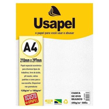 Imagem de Papel casca de ovo a4 180g c/ 50 folhas branco - usapel