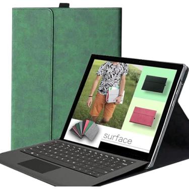 Imagem de Capa para Surface Pro 30.5 cm 2025, capa protetora para tablet slim empresarial de vários ângulos com suporte de caneta magnética hibernar/despertar automática, compatível com teclado tipo capa, verde
