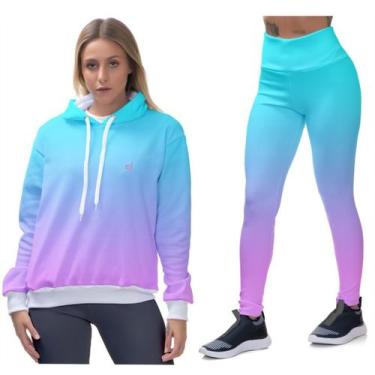 Imagem de Kit Legging Feminina Moda Fitness Blusa Moletom Agasalho de Frio - Efe