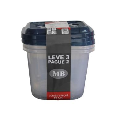 Imagem de Conjunto de Potes Plásticos Mb Everyday com 3 Peças 1,3L - ItemVariado