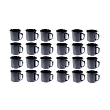 Imagem de Caneca Esmaltada Retro 150Ml Preta Vintage Jogo 36 Pcs