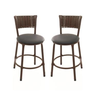 Imagem de KIT 2 Banquetas Baixa Encapada Junco ARGILA Area Gourmet - ESPAÇO JUNC