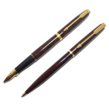 Imagem de Conjunto Parker 75 Caneta Tinteiro 14K Esf Laque Thuya Nos