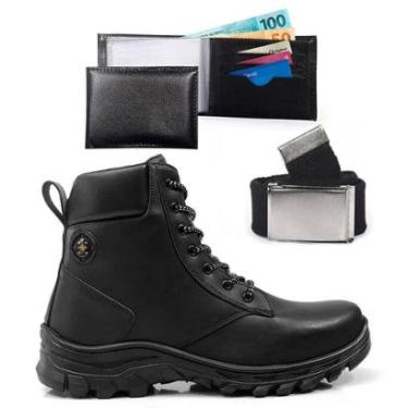 Imagem de Kit Bota Masculina Adventure Com Carteira Cinto Trilha Tracking Resistente Confortavel Solado Antide-Masculino