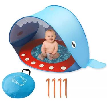 Imagem de Tenda de praia infantil com proteção solar, adequada para piscinas, dobrável (azul)