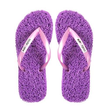 Imagem de Chinelo Feminino Confort indicado para pessoas que sofrem com Esporão de Calcâneo, Fascite Plantar, Hiperidrose PLantar e Neuroma de Morton, além disso, dá a sensação de estar pisando em um tapete leve e macio, Massageador para os seus pés. (Roxo, BR, Adulto, Faixa Numérico, 35, 36)