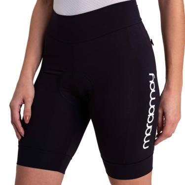 Imagem de Bermuda de Ciclismo Feminina Márcio May Light Preta/Logo Branca