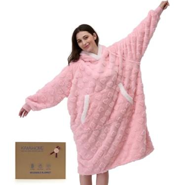 Imagem de KAWAHOME Cobertor com capuz com estampa 3D para mulheres e homens, moletom quente e fofo, presentes de aniversário para mãe, namorada, coração - rosa