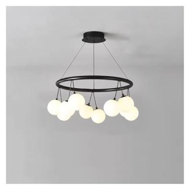Imagem de Luminária pendente pós-moderna, luminária pendente redonda de vidro branco para sala de estar, sala de jantar, iluminação LED, lâmpadas de lustre