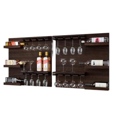 Imagem de 2 Adegas Vinho Barzinho Grande Decoração Mdf Bebidas(Wengue)