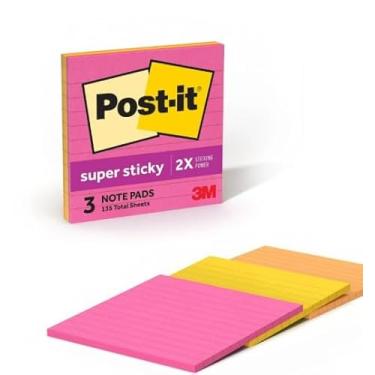 Imagem de Post-it Notas super adesivas, forradas, 10 x 10 cm, cores brilhantes, 3 almofadas