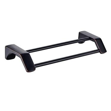 Imagem de Toalheiro preto suporte de toalha montado na parede cabide de toalha autoadesivo sem perfuração aço inoxidável para banheiro, banheiro B50 cm ()