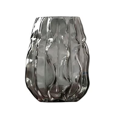 Imagem de Vasos de flores vaso de vidro moderno geométrico transparente decorativo arranjo de flores casa sala de estar mesa de jantar decoração vaso de flores vaso de flores cinza vaso decorativo (tamanho: B