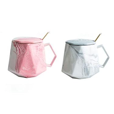 Imagem de Cuiynice -Tasse (Lehnwort) Kaffeetasse prismatisch, Paartasse mit flachem Boden aus Keramik, Leuchtend Bunt, Geschenk für Die Familie, Porzellantassen für Kaffeetassen