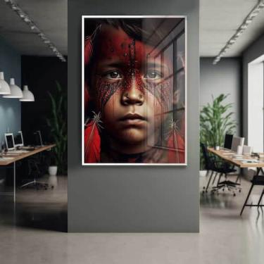 Imagem de Quadro Decorativo com Moldura e Acrilico Cristal Vidro Indio Rosto Ama