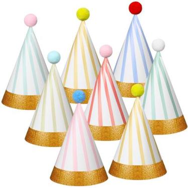 Imagem de Chapéus de festa MotiMind Birthday Adult Pastel Cone 40 unidades