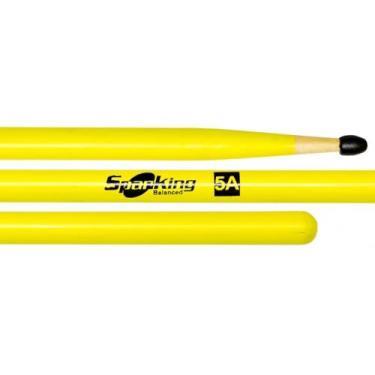 Imagem de Baqueta Spanking Linha Luminosa 5A Clássica Amarela Fluorescente com Ponta de Nylon 4117AM