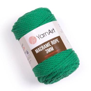 Imagem de YarnArt Corda de algodão macramê 3 mm - fio de algodão macramê torcido, exclusivo - 259 g, 69 m - 60% algodão, 40% viscose macramê corda de algodão - fio de macramê P. volumoso-6 (759)