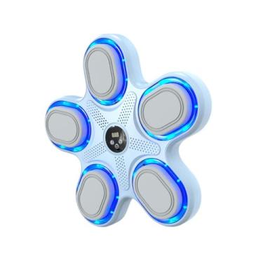 Imagem de oshhni Máquina de boxe inteligente, equipamento de boxe com almofada de soco, alvo de parede de boxe com música eletrônica iluminada para treino de caratê, Branco