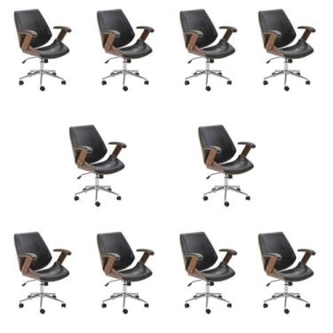 Imagem de Kit 10 Cadeiras de Escritório Diretor Giratória Office Lisboa Preto