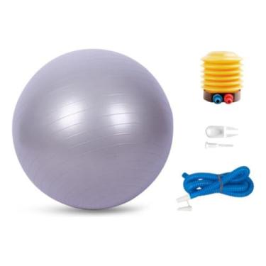 Imagem de Bola Pilates Yoga Abdominal Ginástica Fitness 65 cm C/Bomba PRATA
