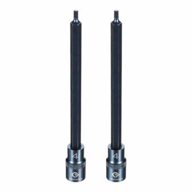 Imagem de HARFINGTON 2 soquetes hexagonais de impacto de 1/5.1 cm H4 (4 mm) de comprimento métrico 20.3 cm S2 soquetes de aço de 6 pontos para adaptador de furadeira elétrica, azul