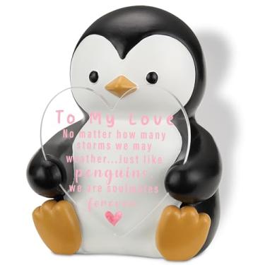 Imagem de EFFJNSG Placa de estatueta de pinguim To My Love, presente romântico de alma gêmea para namorado, namorada, marido esposa, pinguim fofo colecionável para aniversário, casamento, dia dos namorados