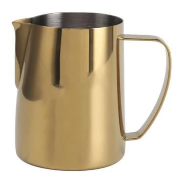 Imagem de Jarro de espumador de leite de aço inoxidável, copo de espumador de leite multiuso para baristas domésticos e amantes de café, aço inoxidável 304, grande capacidade (dourado 600 ml)