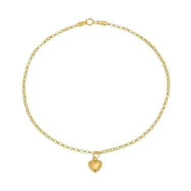 Imagem de Tornozeleira Feminina Portuguesa Ouro 18k 750 Pingente Coração