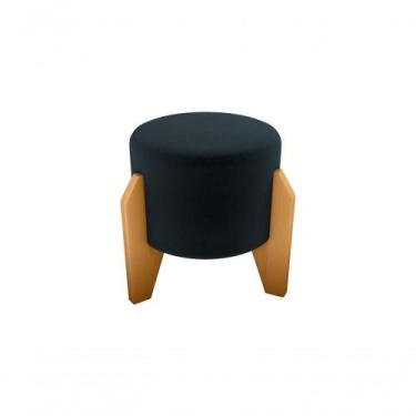 Imagem de Puff Decorativo Descanso Luxo Orginal Premium Veludo Preto Matrix