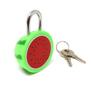 Imagem de 1 Cadeado fofo de melancia, mini cadeado com tema de frutas com chaves para caixa de joias, armário, baú do tesouro, malas, armários, caixa de cartas, diário, caderno