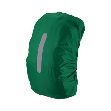 Imagem de Capa de chuva impermeável 15-25L, capa de mochila antiderrapante com alça refletiva vertical, permanece seca para caminhadas, acampamento, caça, PP, verde escuro