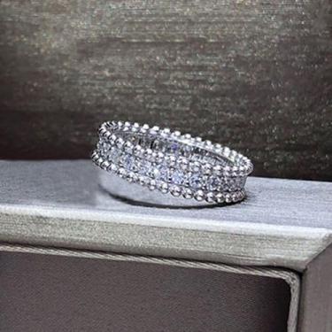 Imagem de Anéis de noivado geométricos de zircônia cúbica branca alianças de casamento alianças de compromisso, festas noturnas, presentes de dia dos namorados, alianças de eternidade para mulheres, 7, Cobre