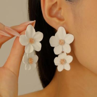 Imagem de Tornozeleira floral boêmia boho rosa branco preto flor OT fivela pé corrente tornozeleira feminina verão praia presente, Small, Metal, Sem Pedra Preciosa