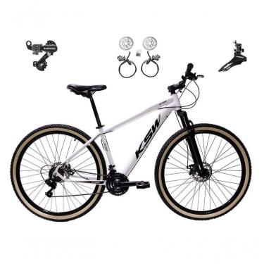 Imagem de Bicicleta Aro 29 Ksw Xlt 24v K7 Câmbios Shimano Freio Hidráulico Garfo Trava Pneu Faixa - Branco Tam.19