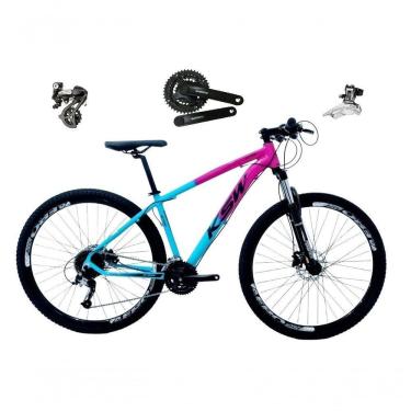 Imagem de Bicicleta Aro 29 Ksw Xlt Shimano Altus 24v Freio Disco Hidráulico Garfo Trava - Rosa/azul Tam.17
