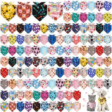Imagem de Bandanas para cães Amylove 120 peças de poliéster macio 65x45 cm